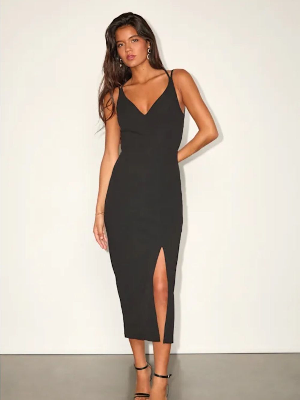 Lulus All This Allure Black Strapless Backless Midi Dress Size XS Cocktail NWT